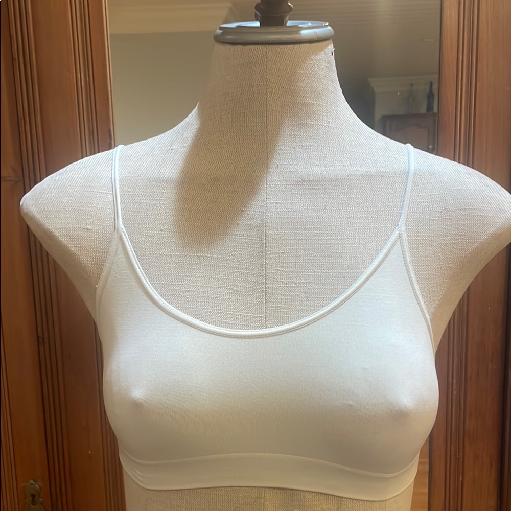 White Camisole cami training sports bra bralette nylon stretch girls size S M